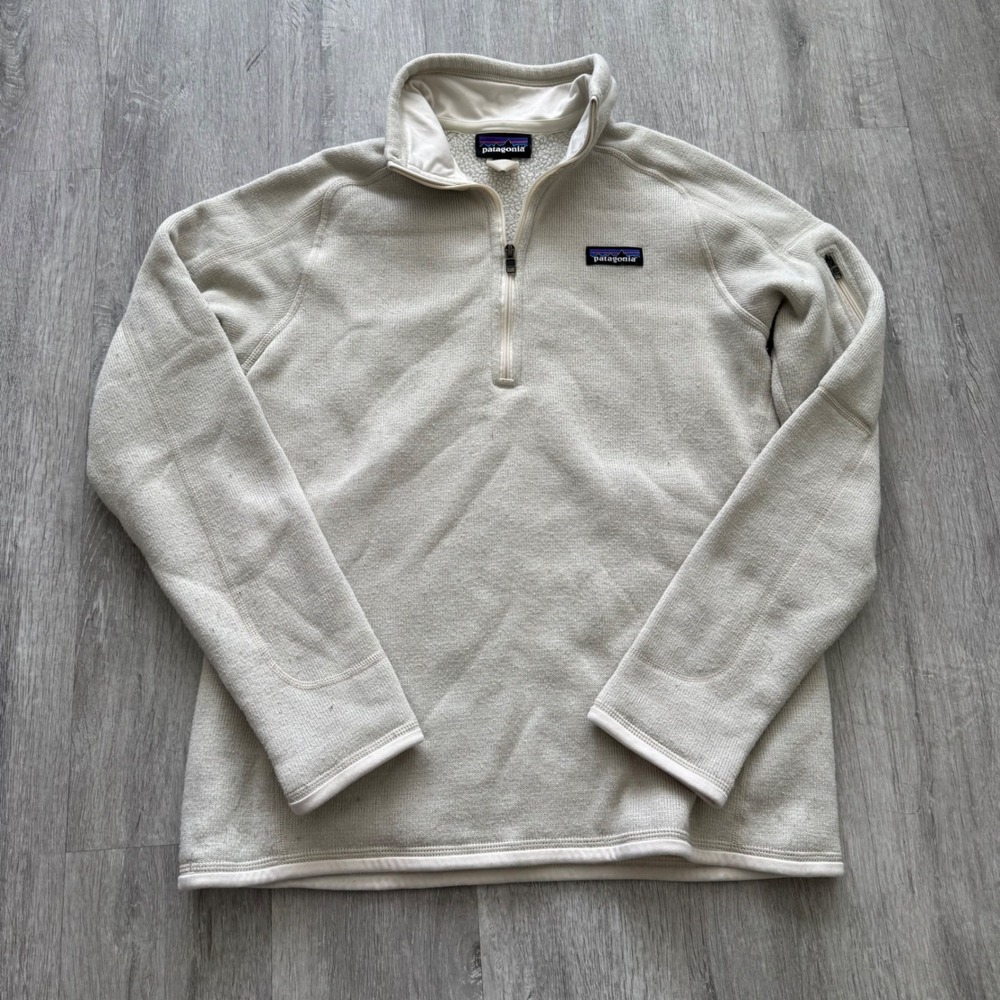 Patagonia Better Sweater 1/4 Zip Fleece Pullover Oatmeal Heather Cream Womens M